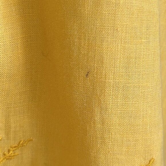 Charter Club Women’s Yellow Embroidered Boho Peasant Style Linen Top Size 16 - Picture 7 of 11